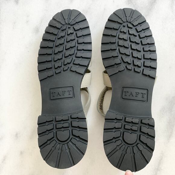 NEW Taft Buckled Cage Leather Mixed Media Fisherman Sandals Shoe Beige Tan 9 - Picture 8 of 8